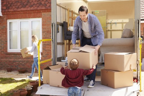 Staff preparing for office removals in Brunswickpark with labelled packing boxes
