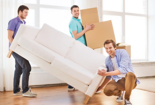 Packed boxes and furniture ready for storage in Brunswickpark