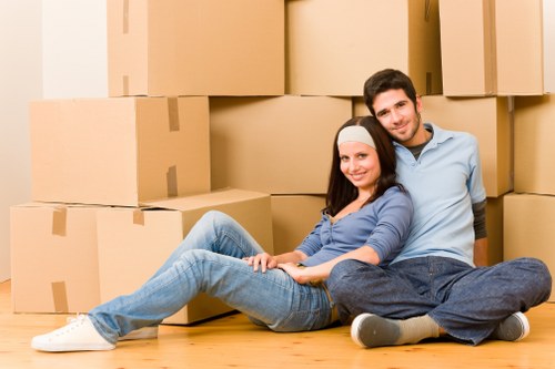 Furniture and boxes arranged for a local small removal