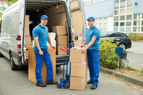 Organised boxed items inside a secure storage unit